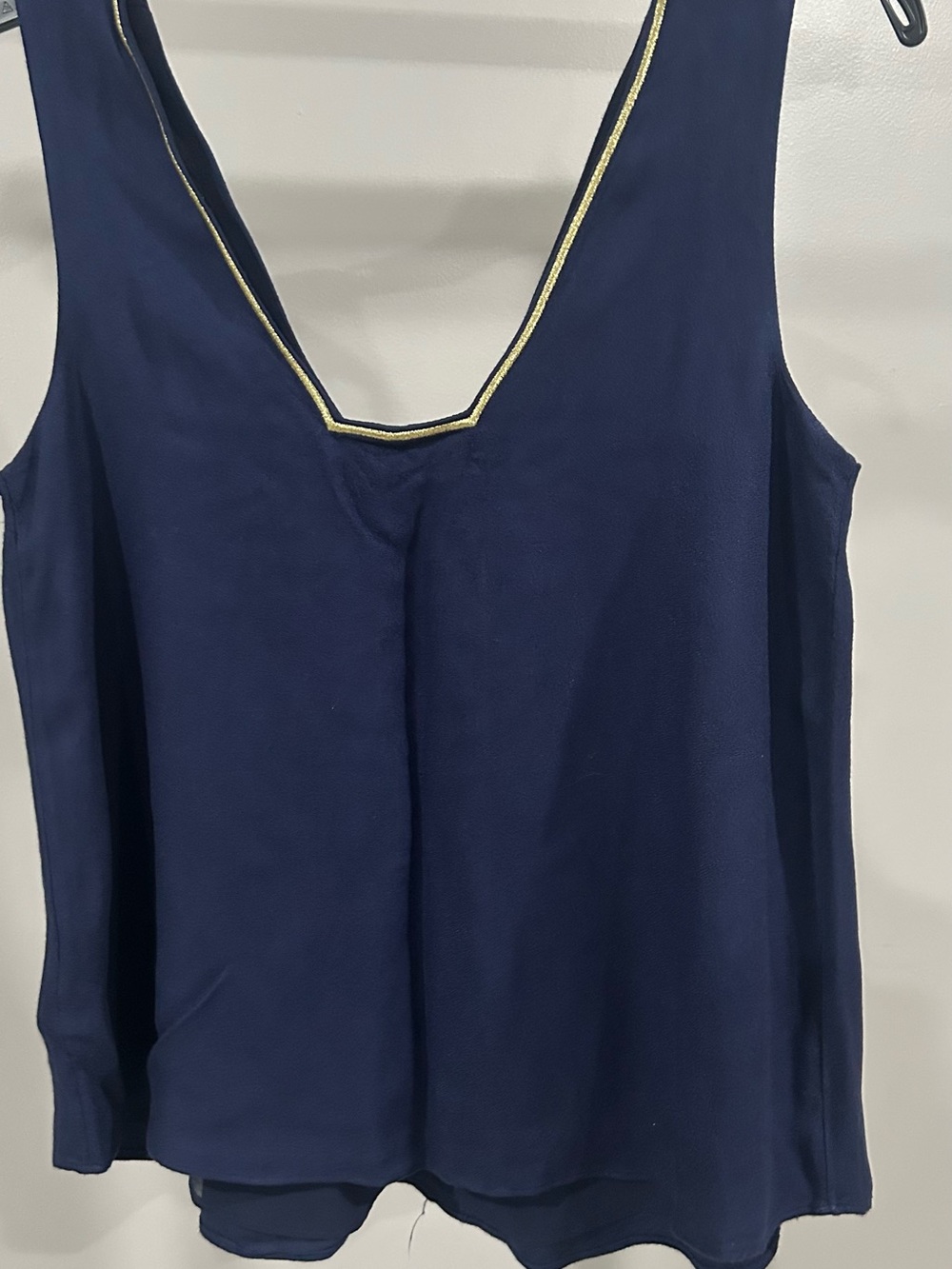 Lilly Pulitzer Navy Sleeveless V-Neck Top with Gold Embellishment - Picture 2 of 8